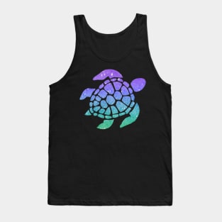 Bright Purple Aqua Ombre Faux Glitter Turtle Tank Top